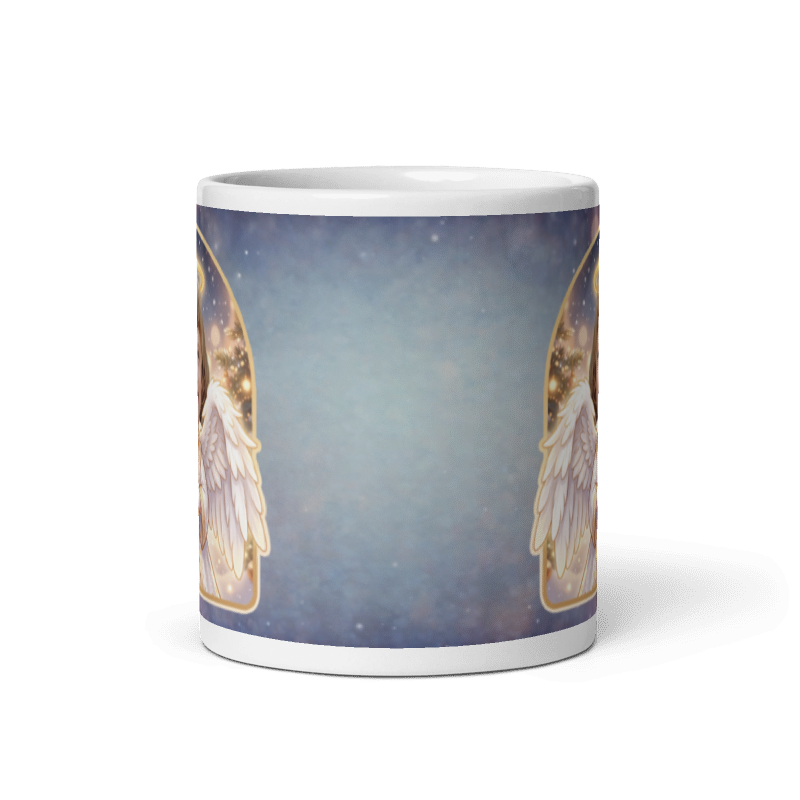 Back of the angel mug showing the wraparound starry night sky