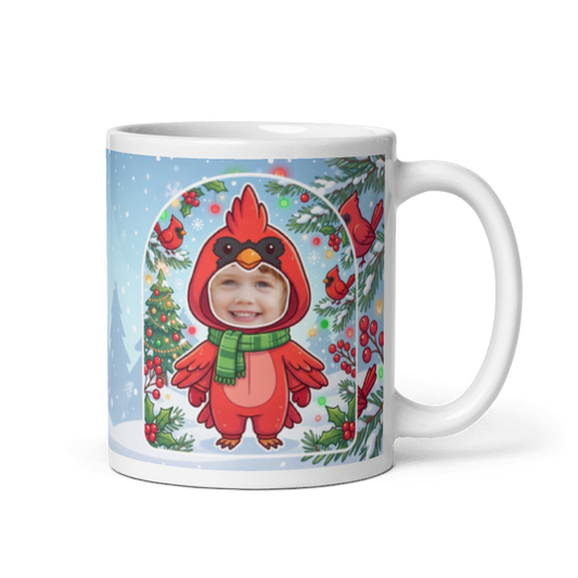 Cardinal photo mug with the handle on the right, face printed on the front