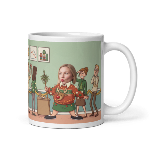 Christmas gift for coworkers with the handle on the right, a real face on the worst Christmas sweater at the office party