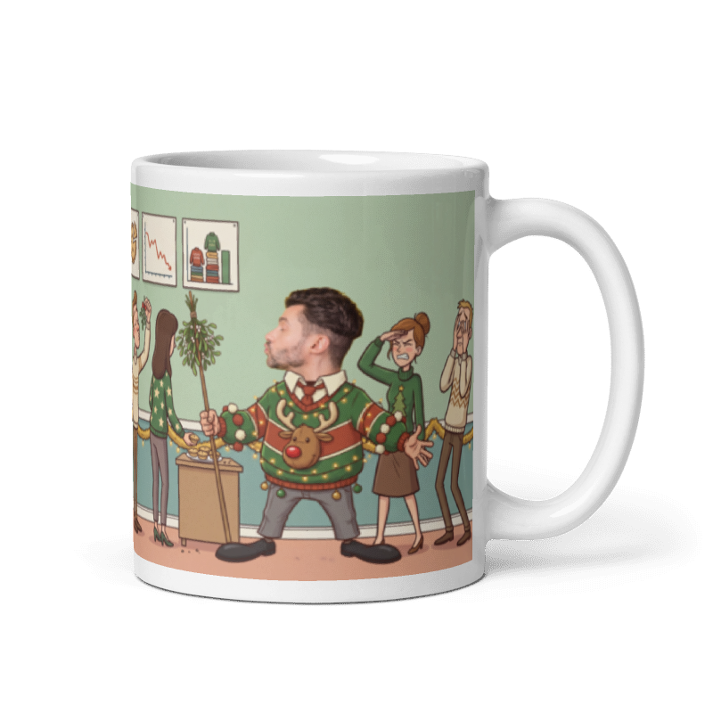 Christmas gift for male coworkers with the handle on the right, a real face on the worst Christmas sweater at the office party