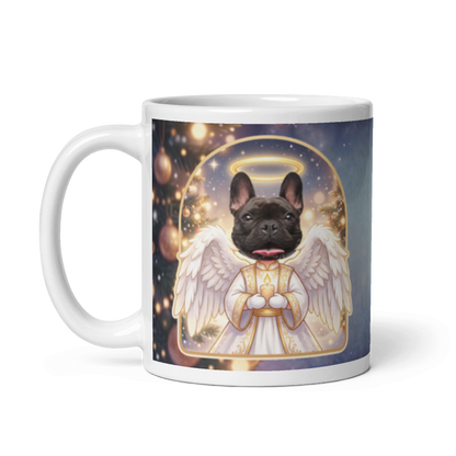 The same dog angel mug with the handle on the left, the dog's face still showing