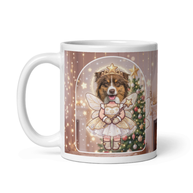The same dog fairy mug with the handle on the left, the dog's face still showing