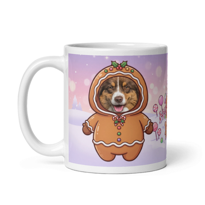 The same dog gingerbread mug with the handle on the left, the dog's face still showing