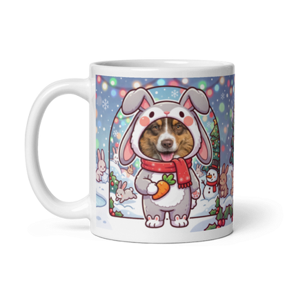The same dog rabbit mug with the handle on the left, the dog's face still showing