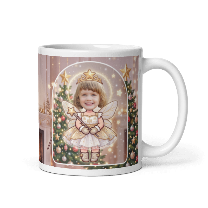 Fairy photo mug with the handle on the right, face printed on the front