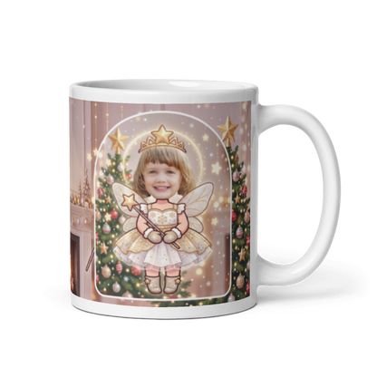 Fairy photo mug with the handle on the right, face printed on the front