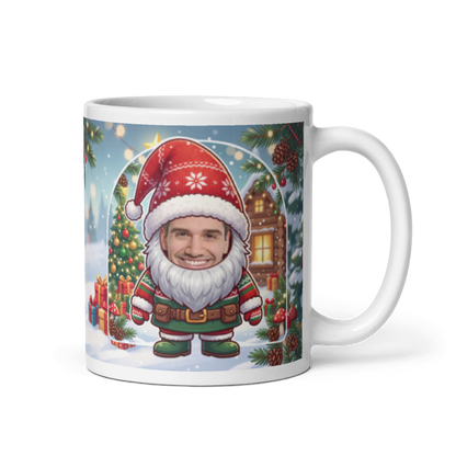 Gnome photo mug with the handle on the right, face printed on the front