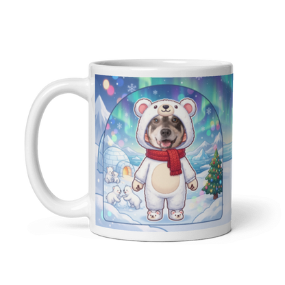 The same polar bear mug with the handle on the left, the face still showing