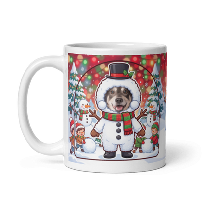 The same snowman mug with the handle on the left, the face still showing